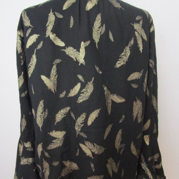 Golden Feather Top Blouse Black Rayon Georgette Bohemian - Picture 9 of 10